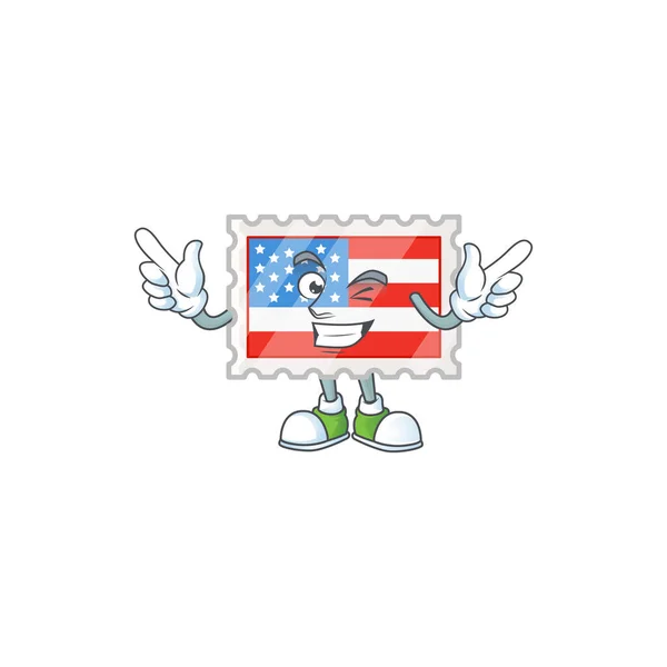 A comical face independence day stamp mascot design with Wink eye — Stockvektor