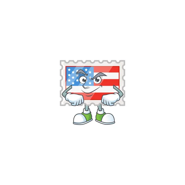 Dia da independência carimbo mascote ícone design estilo com rosto Smirking — Vetor de Stock