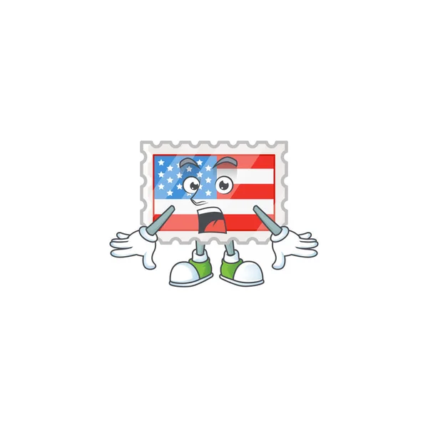 Cartoon character design of independence day stamp with a surprised gesture — Stockvektor