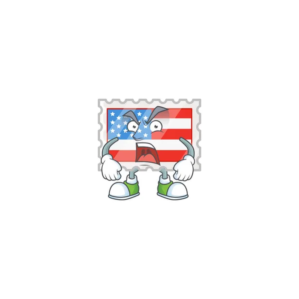 Independence day stamp cartoon character design with angry face — Wektor stockowy