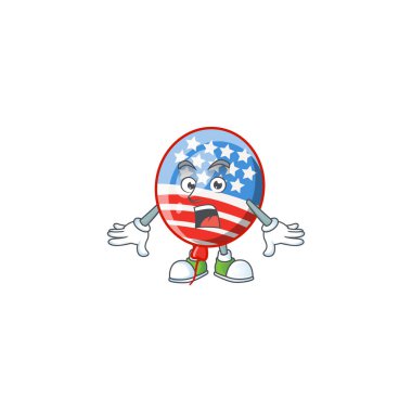 çizgi film karakteri dizaynı Usa çizgili balon ve sürpriz bir jest