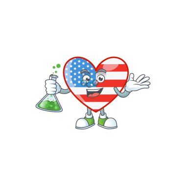 Dahi bir Profesör Bağımsızlık Günü. Cam tüplü çizgi film karakteri.