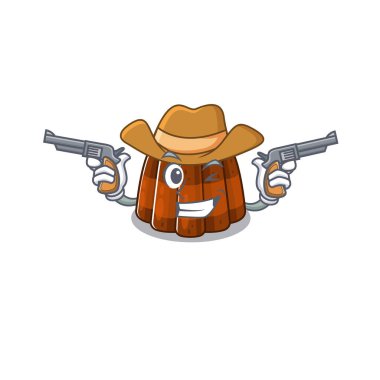 Chocolate pudding Cowboy cartoon concept having guns