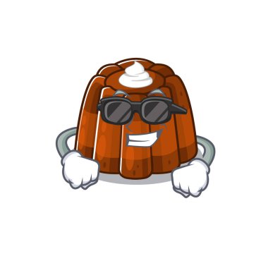 Super cool chocolate pudding character wearing black glasses