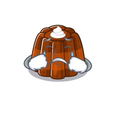Chocolate pudding cartoon character concept with a sad face
