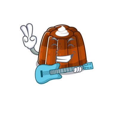 A picture of chocolate pudding playing a guitar