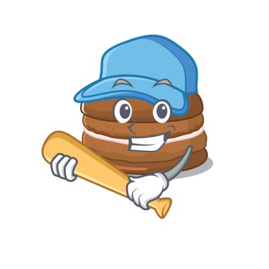 Gülen Komik çikolatalı makarna Beyzbollu bir maskot tasarımı