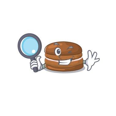 Zarif ve akıllı çikolatalı kurabiye dedektif çizgi film tasarımı konsepti