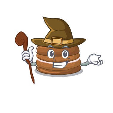 Bir cadı olarak gerçekleştirilen çikolatalı makarna maskotu konsepti.