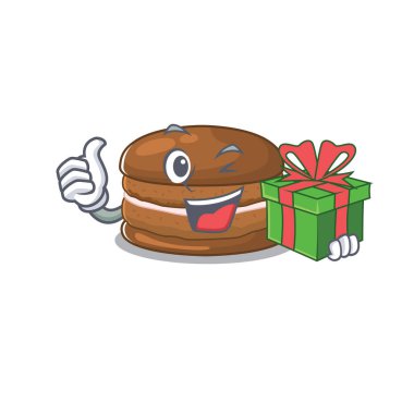 Mutlu çikolatalı makaron karakterinin hediye kutusu var.