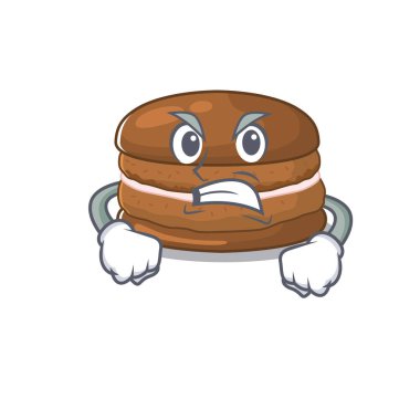 Çikolatalı makarna çizgi film karakteri gibi sinirli bir yüzü var.