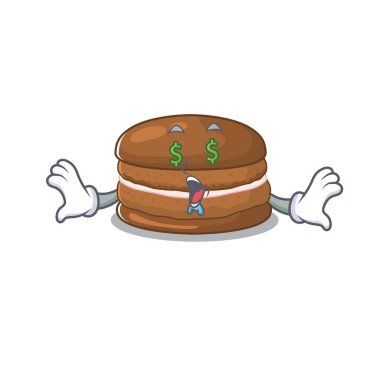 Mutlu zengin çikolatalı makarna çizgi film karakteri Para gözlü