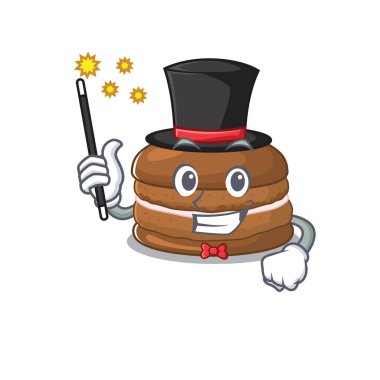 Sihirbaz rolünde çikolatalı makaronun bir resmi.