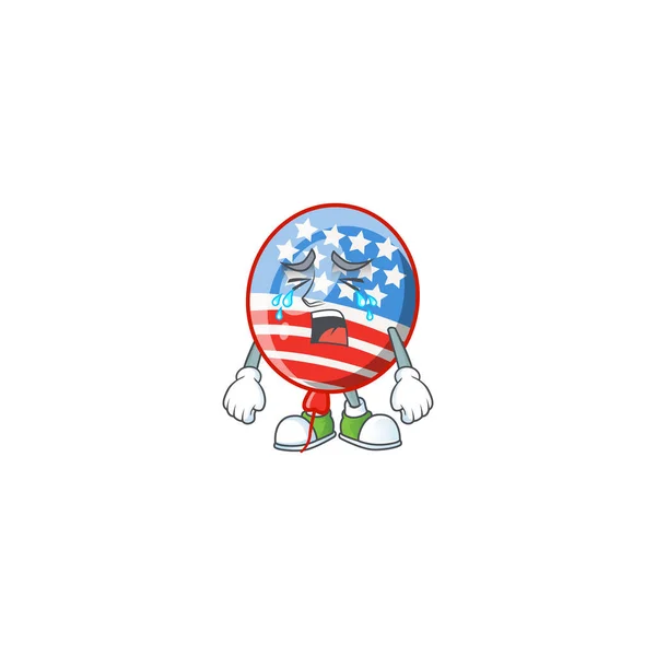 A crying USA stripes balloon mascot design style — Stock Vector