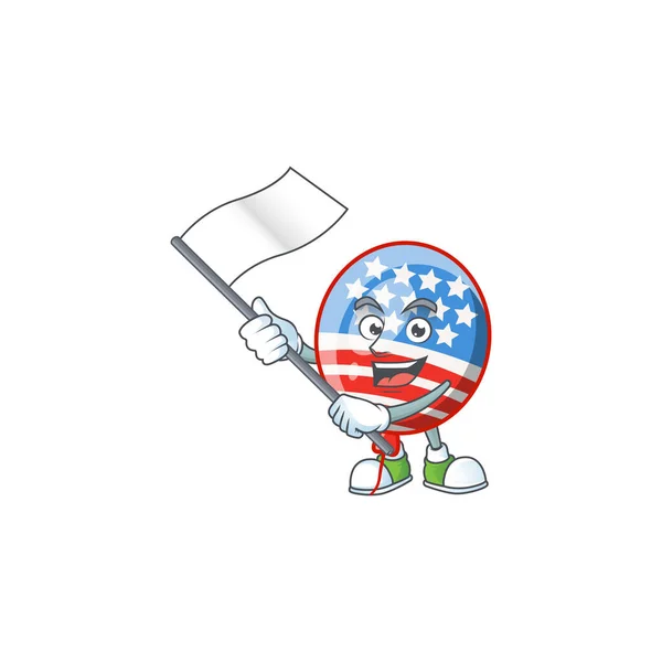 Funny USA rayures ballon dessin animé personnage avec un drapeau — Image vectorielle