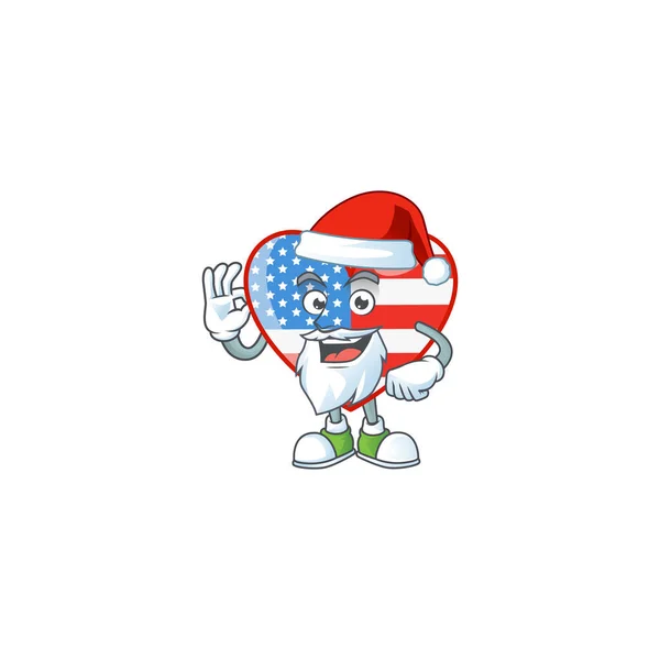 Une belle mascotte d'amour de jour de l'indépendance Santa style avec ok doigt — Image vectorielle