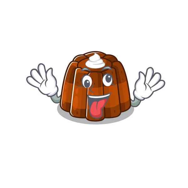 Niedliche hinterhältige Schokoladenpudding Cartoon-Figur mit einem verrückten Gesicht — Stockvektor