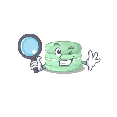 Şık ve akıllı şam fıstıklı kurabiye dedektif çizgi film tasarımı konsepti