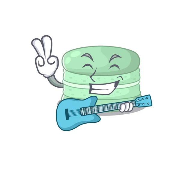 A picture of pistachio macaron playing a guitar — Stock Vector