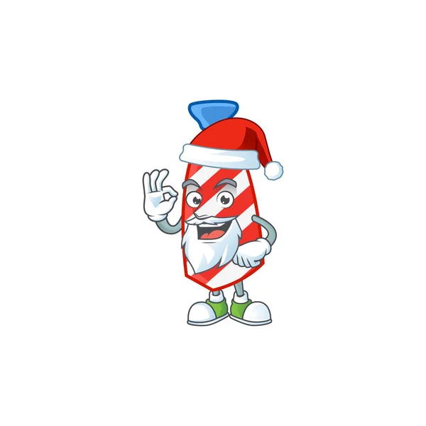 Um adorável Santa EUA listras amarrar mascote estilo de imagem com o dedo ok —  Vetores de Stock