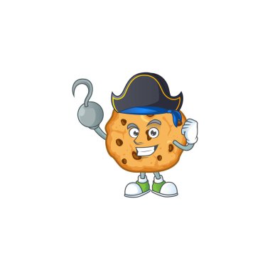 Calm one hand Pirate chocolate chips cookies mascot design wearing hat