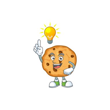 Smart chocolate chips cookies cartoon character has an idea