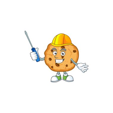 Smart automotive chocolate chips cookies in cartoon character style