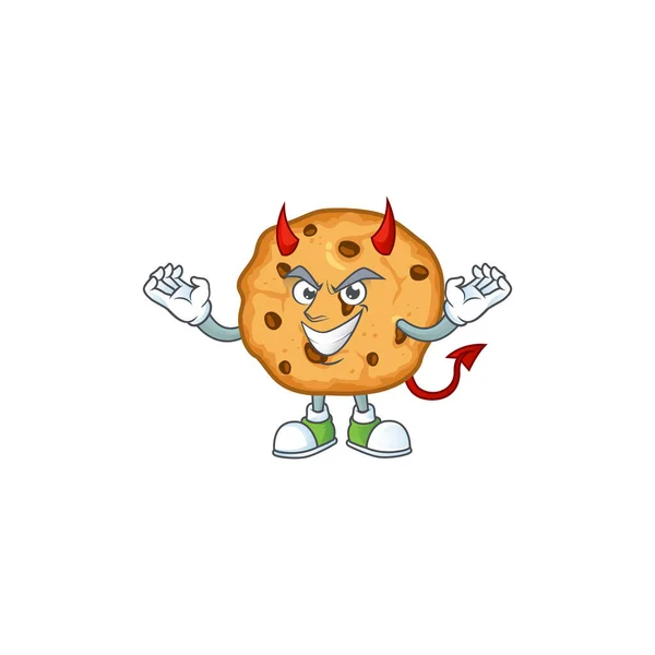 A cruel devil chocolate chips cookies Cartoon character design — Stockvector