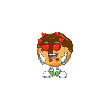 A romantic chocolate chips with cream cartoon mascot design style