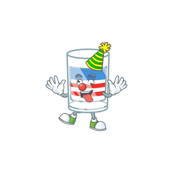 Cute and funny Clown USA stripes glass cartoon character mascot style — Stockový vektor