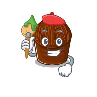 Çikolatalı şekerin, fırçası olan bir sanatçı gibi şirin bir resmi.