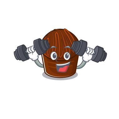 Sportif Fitness, çikolatalı şeker maskotu tasarımı için halter kullanıyor.