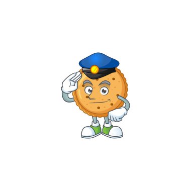 A character design of peanut butter cookies working as a Police officer