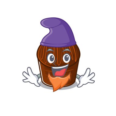 Çizgi film maskotu Elf gibi giyinmiş komik çikolatalı şekerler.