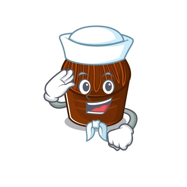 Csokoládé cukorka rajzfilm koncepció Sailor visel kalap — Stock Vector