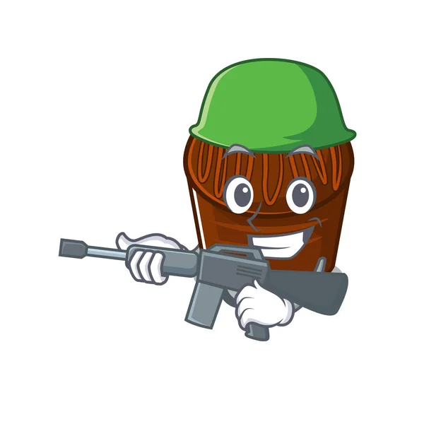 A cute picture of chocolate candy Army with machine gun — Stock Vector