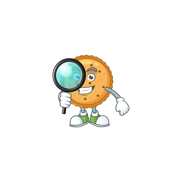 A famous of one eye peanut butter cookies Detective cartoon character design — Stok Vektör