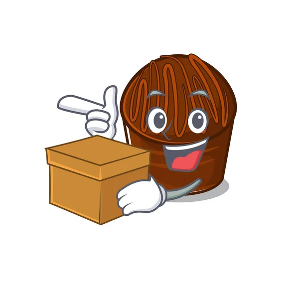 Mignon personnage de bande dessinée chocolat bonbons ayant une boîte — Image vectorielle
