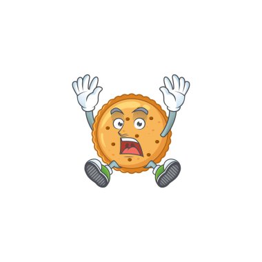 A picture of peanut butter cookies cartoon design with shocking gesture