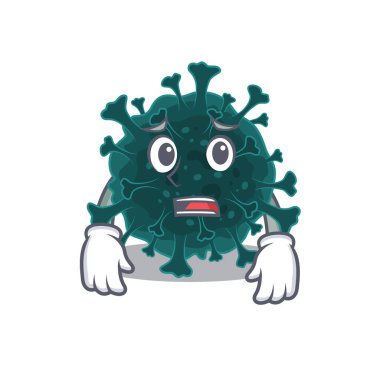Coronavirus Covid 19 'un karikatür resmi endişeli yüzünü gösteriyor.
