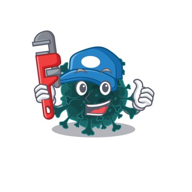 Akıllı Tesisatçı Coronavirüs Covid 19 çizgi film karakteri tasarımı üzerine