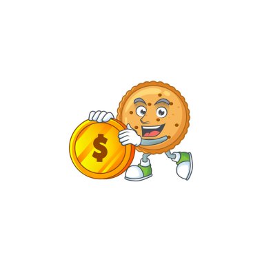 an elegant peanut butter cookies mascot cartoon design with gold coin