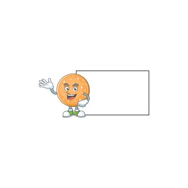 Cheerful sugar cookies mascot style design with whiteboard