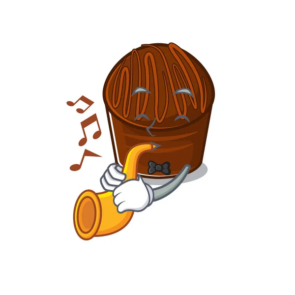 트럼펫을 불고 있는 초콜릿 캔디의 디자인 컨셉 — 스톡 벡터