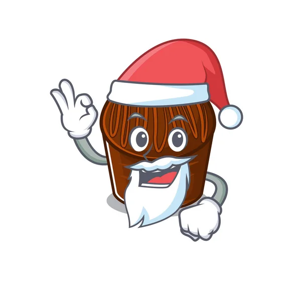Bonbons au chocolat dans le style de personnage de dessin animé Santa avec doigt ok — Image vectorielle