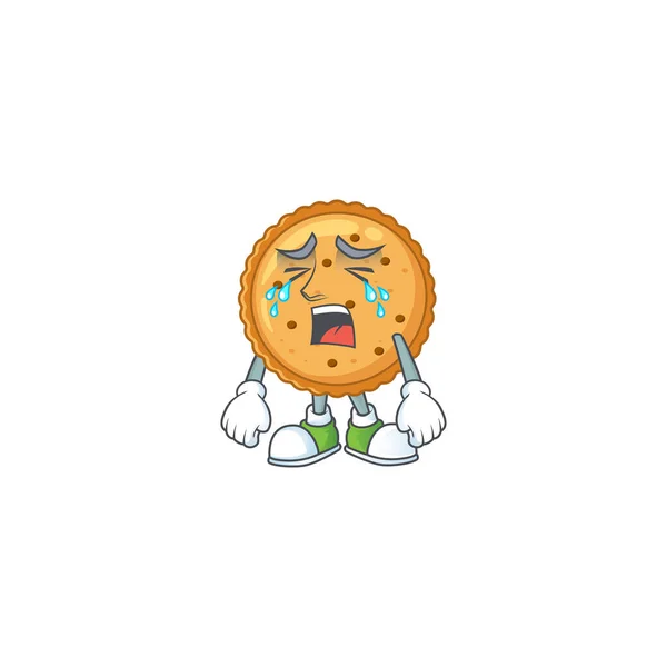 A crying peanut butter cookies mascot design style — Stockový vektor