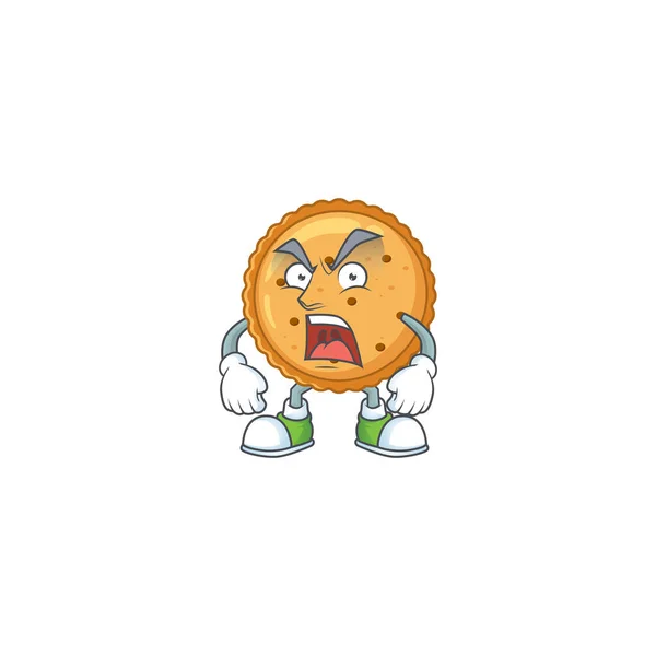 Peanut butter cookies cartoon character design with angry face — Stockvector