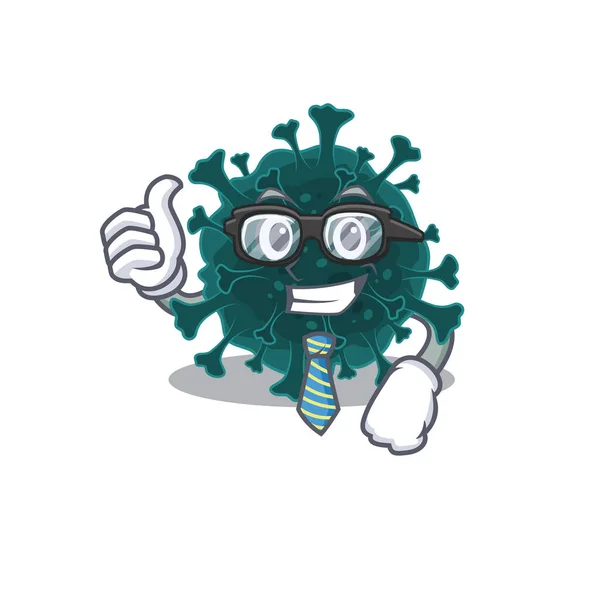 Coronavirus COVID 19 Businessman cartoon character with glasses and tie — Stock Vector