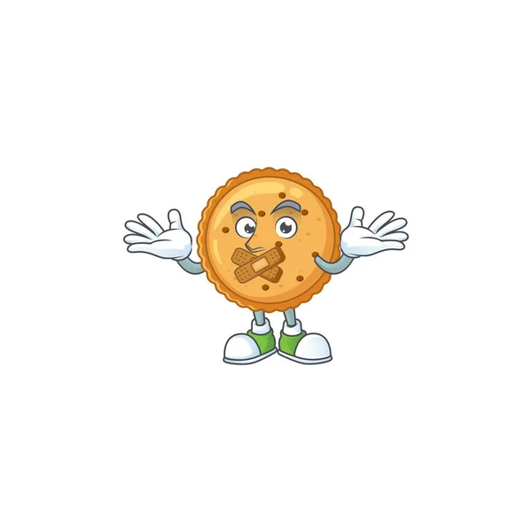 Mascot cartoon character design of peanut butter cookies making a silent gesture — Stockvector
