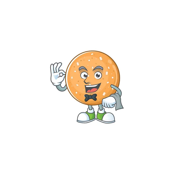 ウエイターとして働くシュガークッキー漫画のマスコット — ストックベクタ